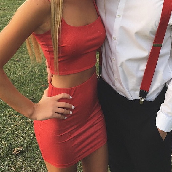 tight red sparkly dress